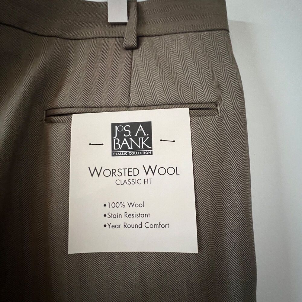 Jos. A. Bank Classic Collection Worsted Wool Herringbone Dress Pants Mens 40x32